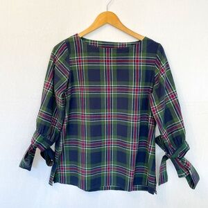 Madison Mathews Size Medium Popover Plaid 100% Cotton Flannel Top
